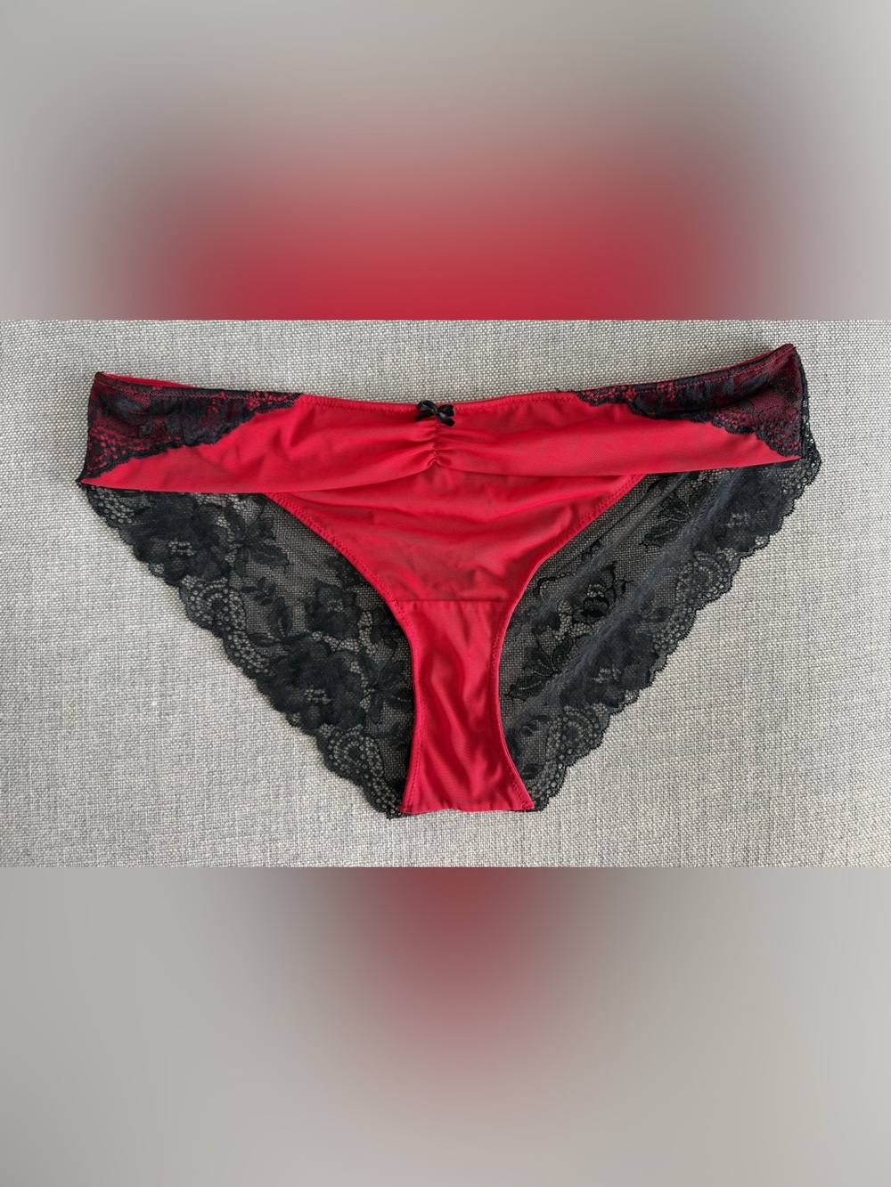 Red & Black Lace Bikini Panty - Women's Intimates